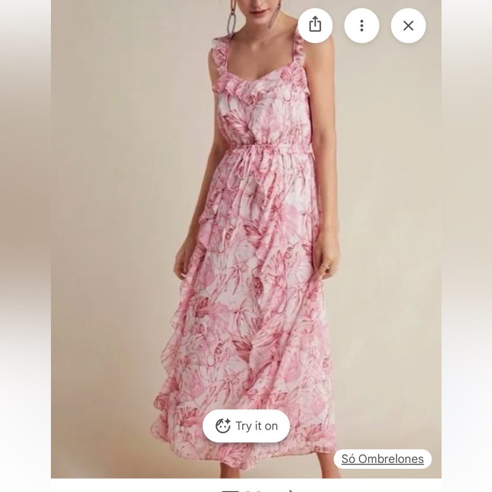 NWT Anthropologie Gal Meets Glam Pink Floral Ruffled Maxi Dress Women’s 6